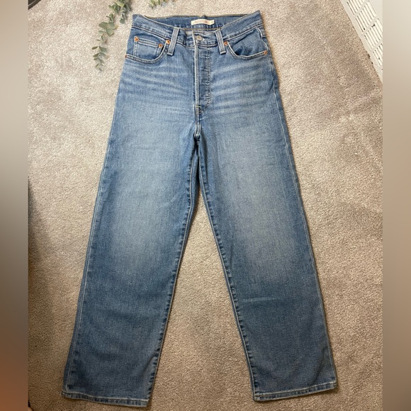 Ribcage Straight Ankle Women's Jeans 26 in Dance Around Medium Wash - Picture 2 of 12